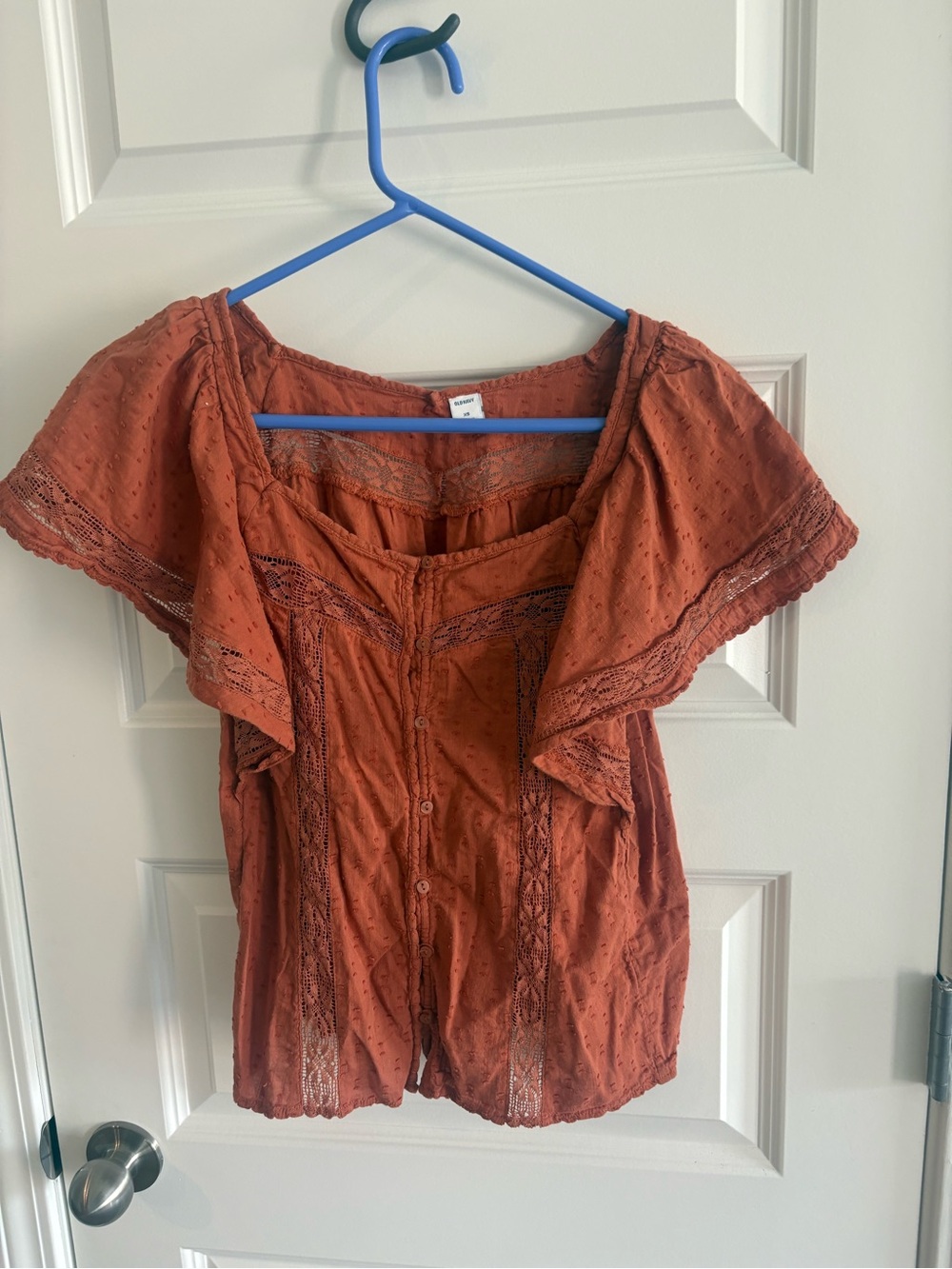 Old Navy Rust Orange Eyelet Button-Down Women’s Top